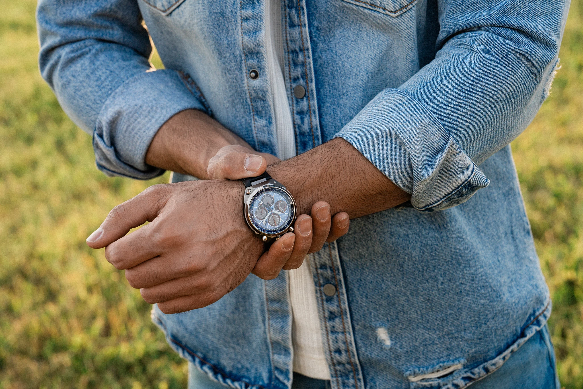 Promaster Tsuno Chrono Racer Blue Dial Leather Strap AV0088-01L